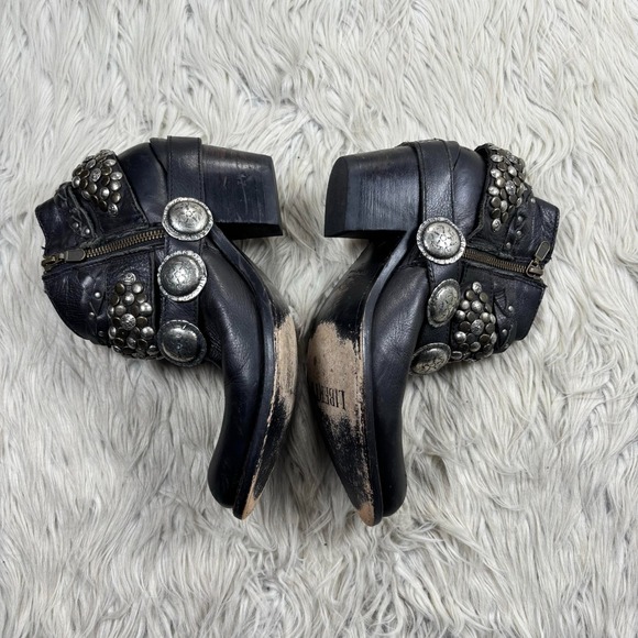 Liberty Black Women's 8.5 Studded Leather Delano Ankle Boots Boho Western Moto - Picture 2 of 9